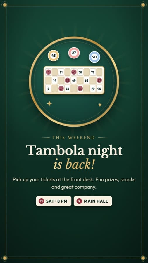 Tambola night announcement