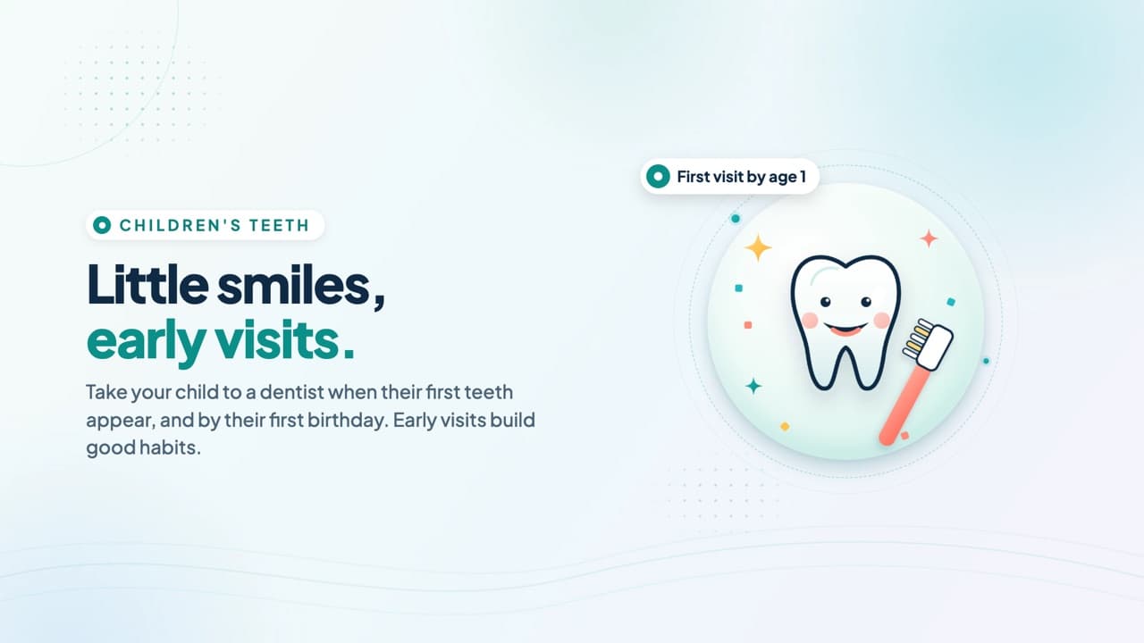Dentist Stream slide: Little smiles, early visits.