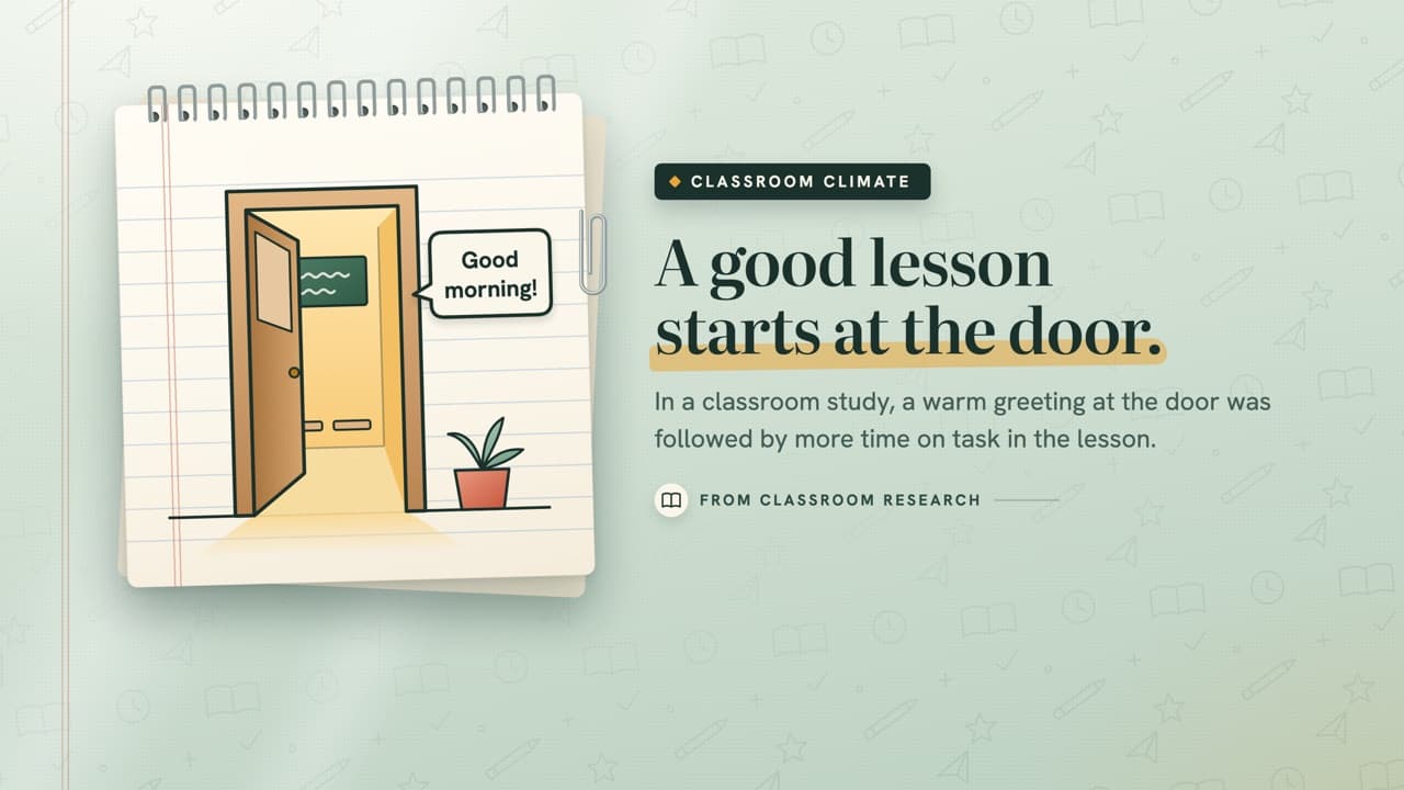 Teaching Craft slide: A good lesson starts at the door